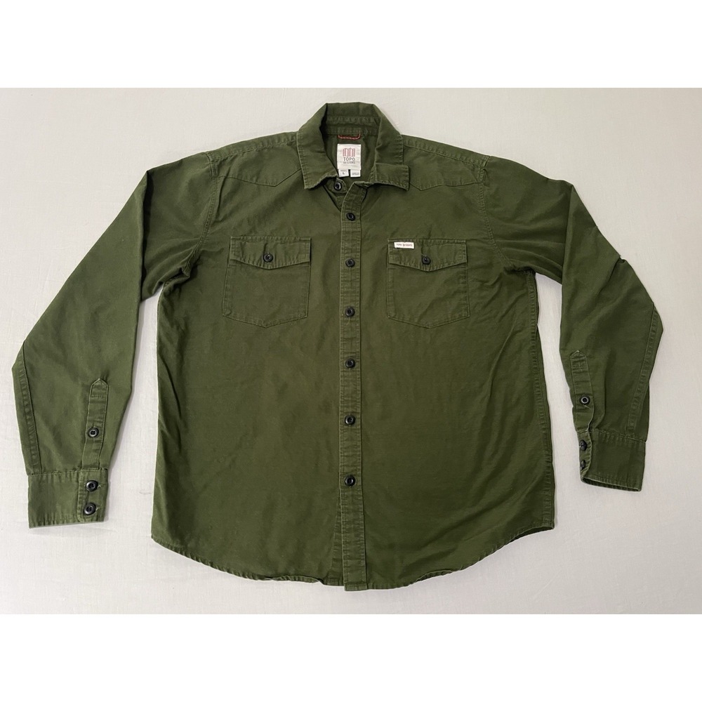 TOPO DESIGNS Mens Large Lightweight Shirt Button Shirt Green